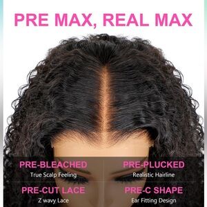 ISEE M-Cap Kinky Curly Glueless Wig Human Hair PrePluck/Cut Bleached Knots 18 In